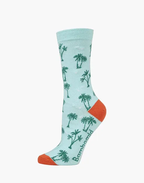 Palm Trees Women's Bamboo Crew Socks