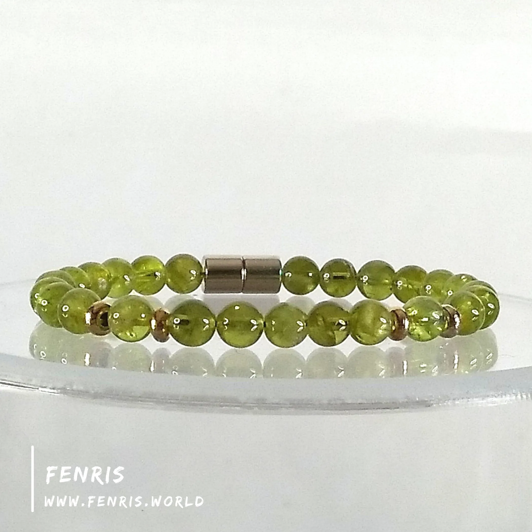 Peridot Bracelet Gemstone Green Bead Magnetic Clasp