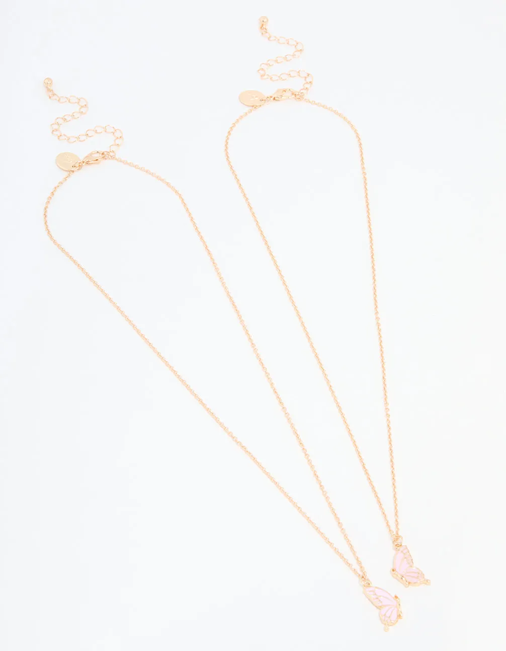 Pink Butterfly Gold Necklaces 2-Pack