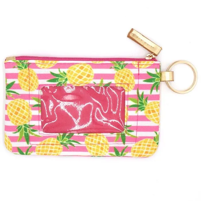 Pink Pineapple ID Wallet Lanyard