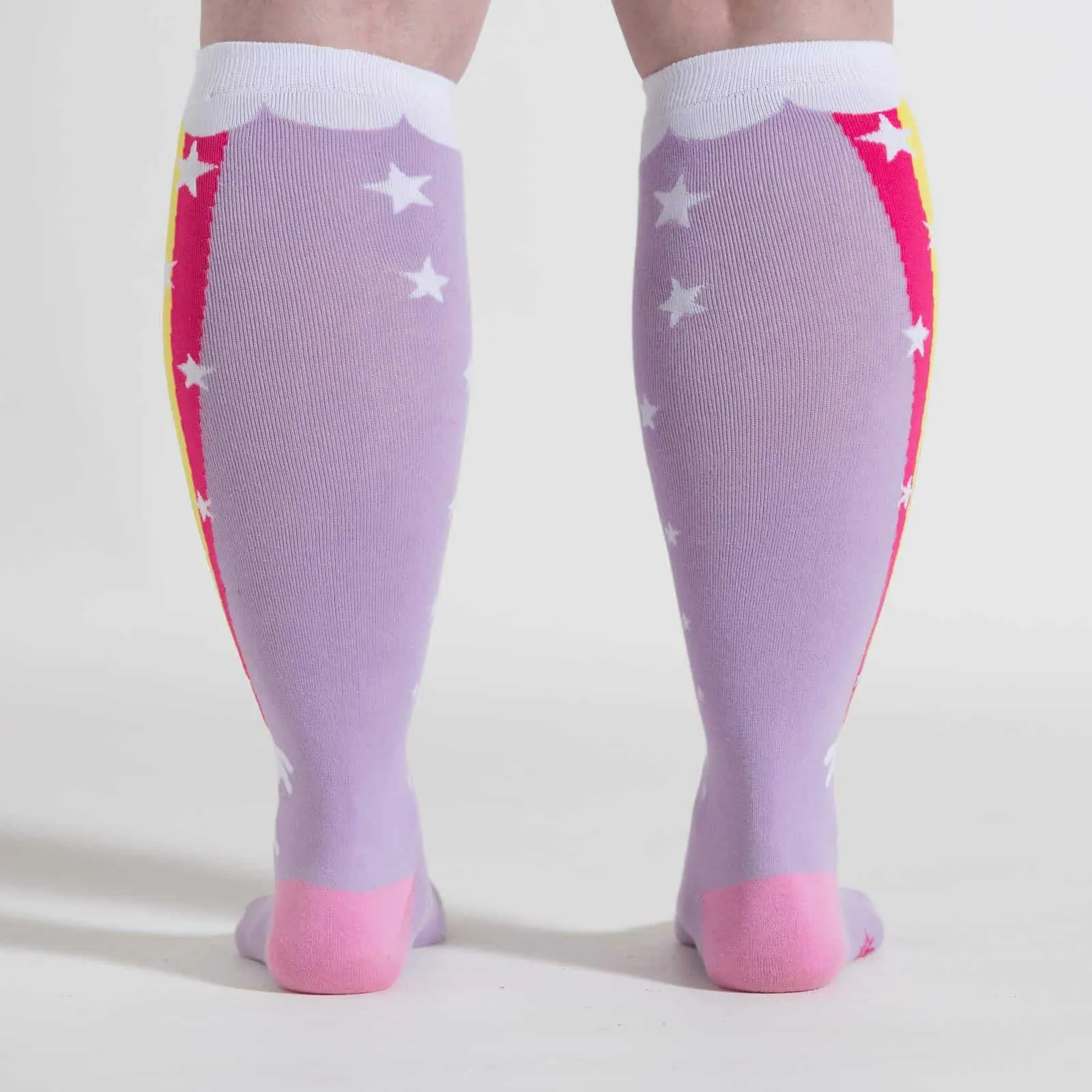 Rainbow Blast Knee High Socks in Extra Stretchy for Wide Calves