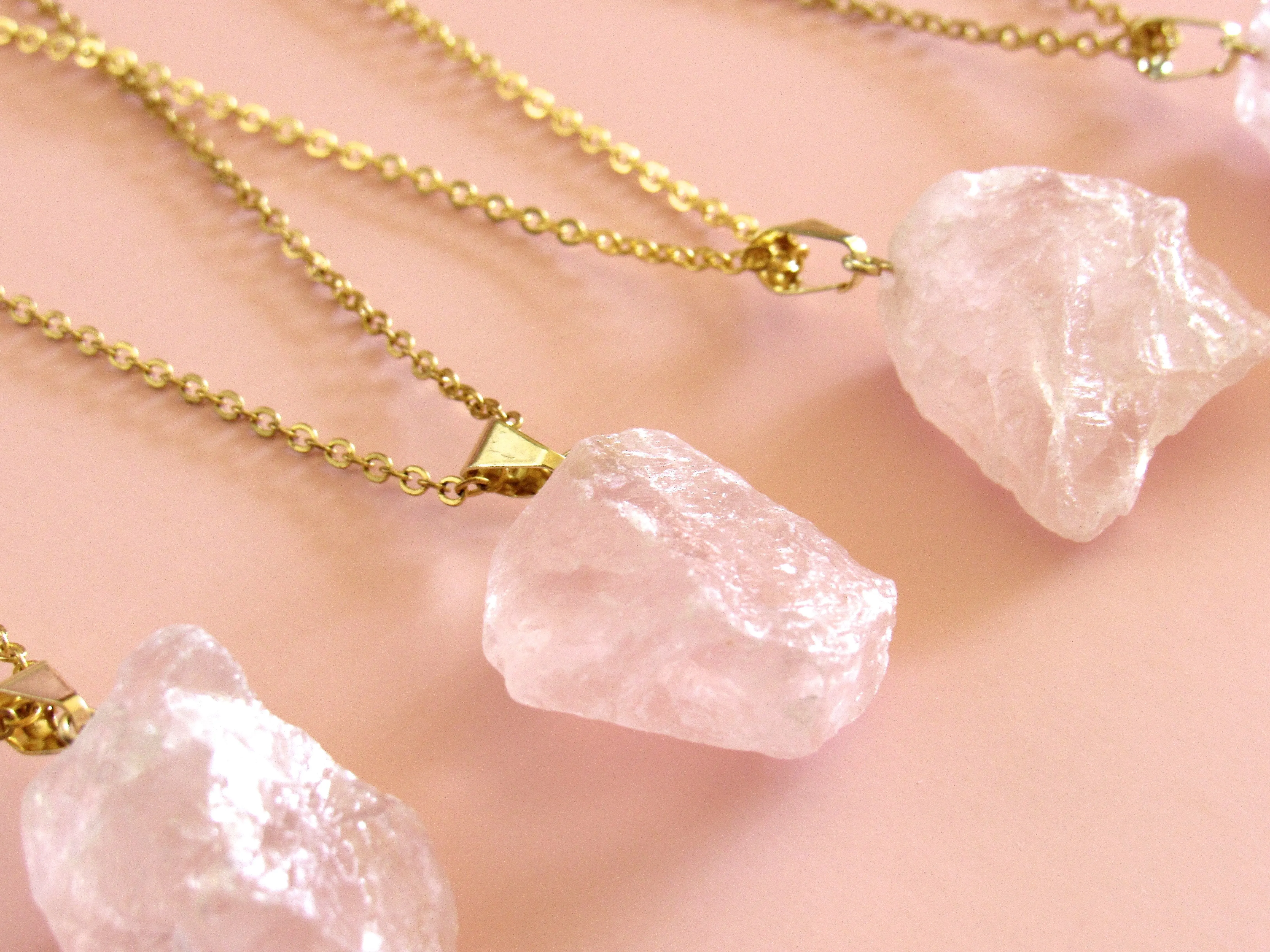 Raw Rose Quartz Necklaces