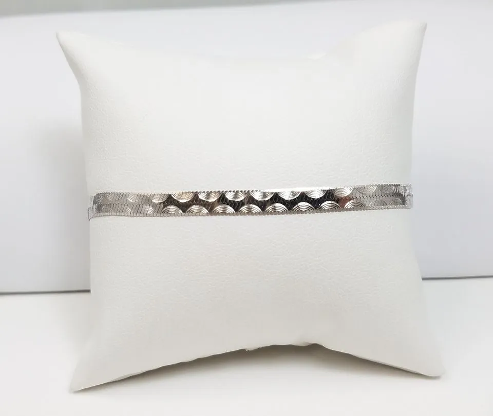 Reversible 14k White Gold Herringbone 8" Bracelet