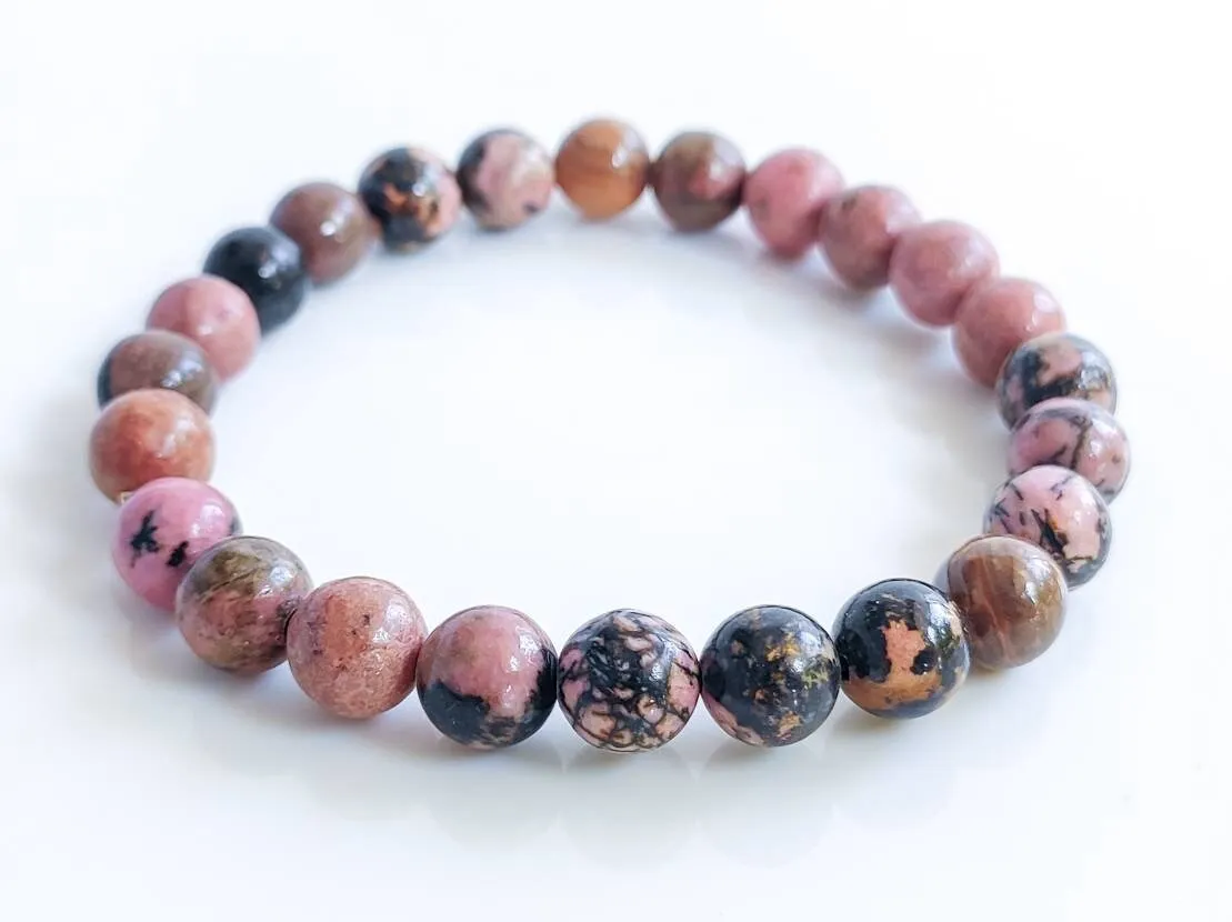 Rhodonite Crystal Bead Bracelet