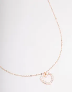 Rose Gold Pearl Heart Necklace