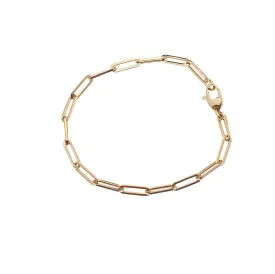 Small 14K Gold Paper Clip Link Bracelet, no clasp