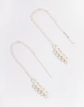 Sterling Silver Leaf Thread Earrings