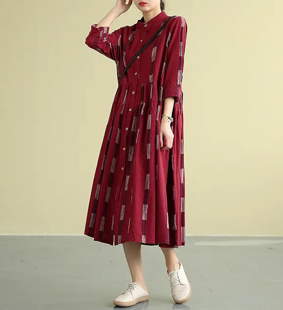 Summer  Spring Cotton Linen Women loose Dresses DZA05194