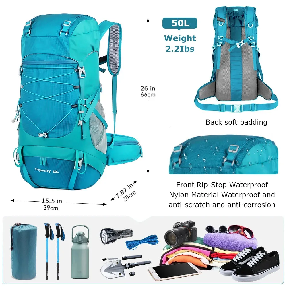 TEEK - 50L Hiking Backpack with Rain Cover