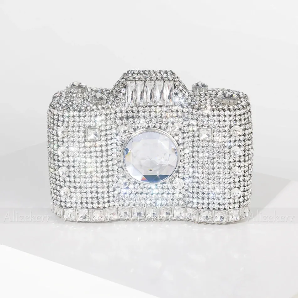 TEEK - Camera Shaped Metallic Rhinestone Handbag