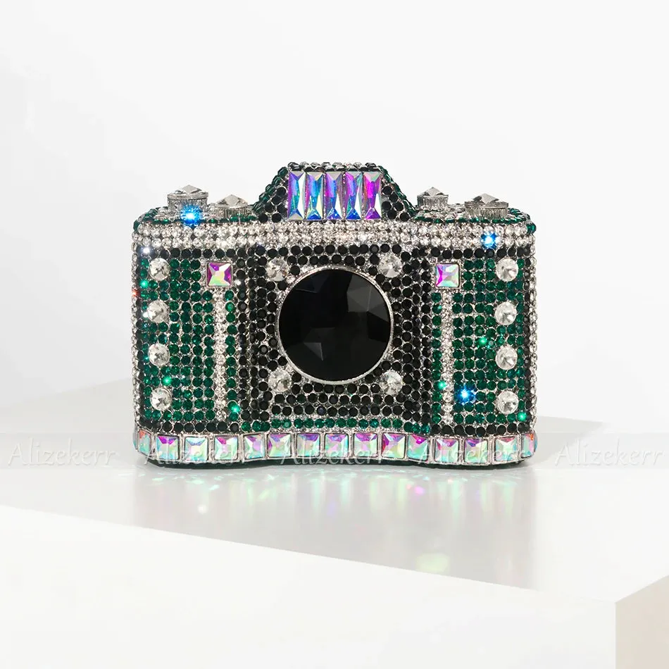 TEEK - Camera Shaped Metallic Rhinestone Handbag