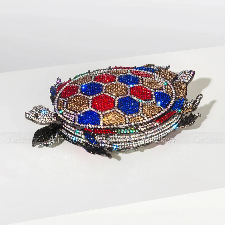 TEEK - Turtle Shaped Handmade Metallic Crystal Clutch