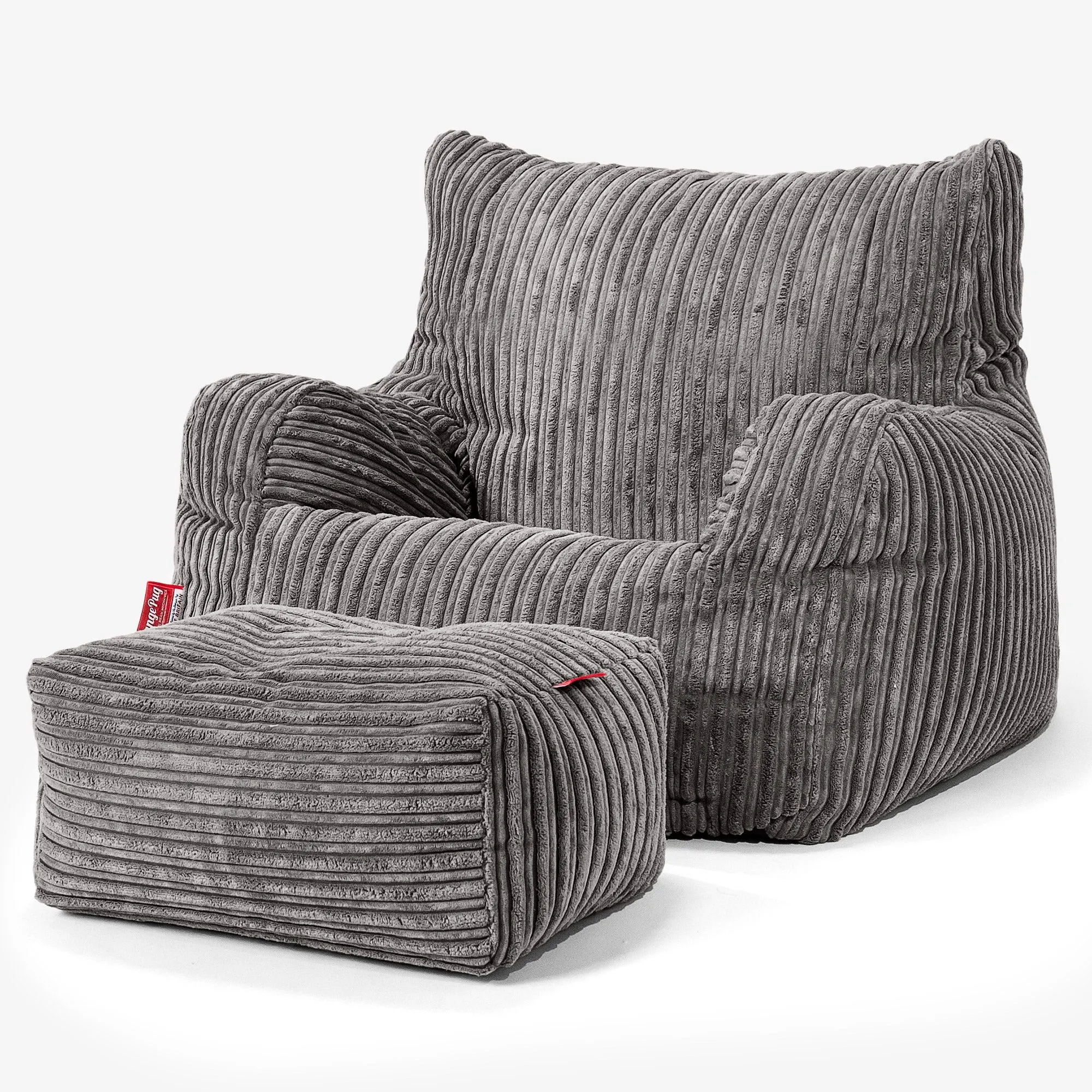 Teens Bean Bag Armchair 6-14 yr - Cord Graphite Grey