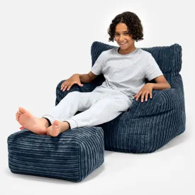 Teens Bean Bag Armchair 6-14 yr - Cord Navy Blue