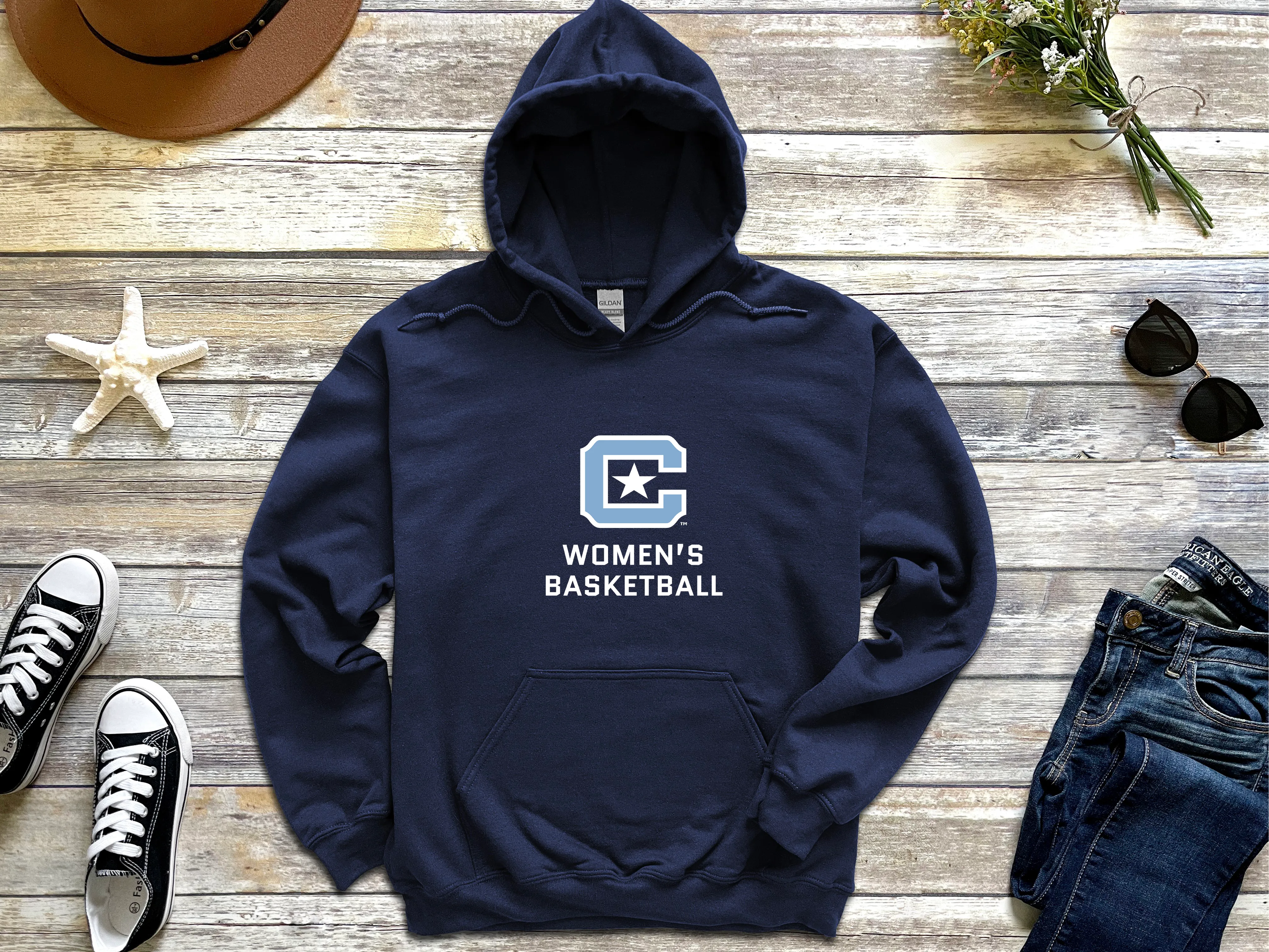 The Citadel Block C Star logo, Club Sports - Women's Basketball,  Heavy Blend™ Hooded Unisex Sweatshirt