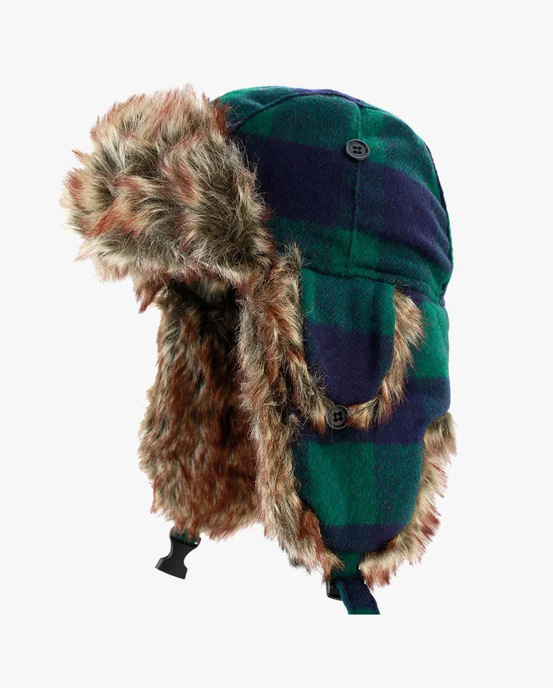 The Hat Depot - Plaid Faux Fur Aviator Trapper