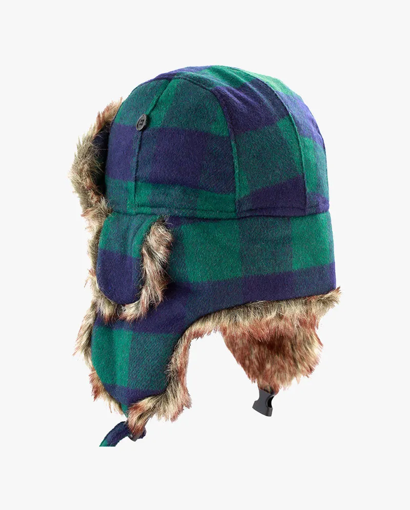 The Hat Depot - Plaid Faux Fur Aviator Trapper