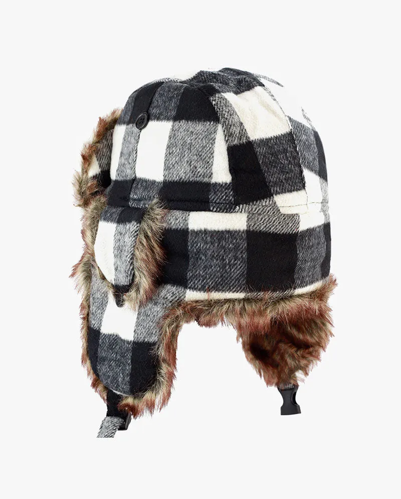 The Hat Depot - Plaid Faux Fur Aviator Trapper