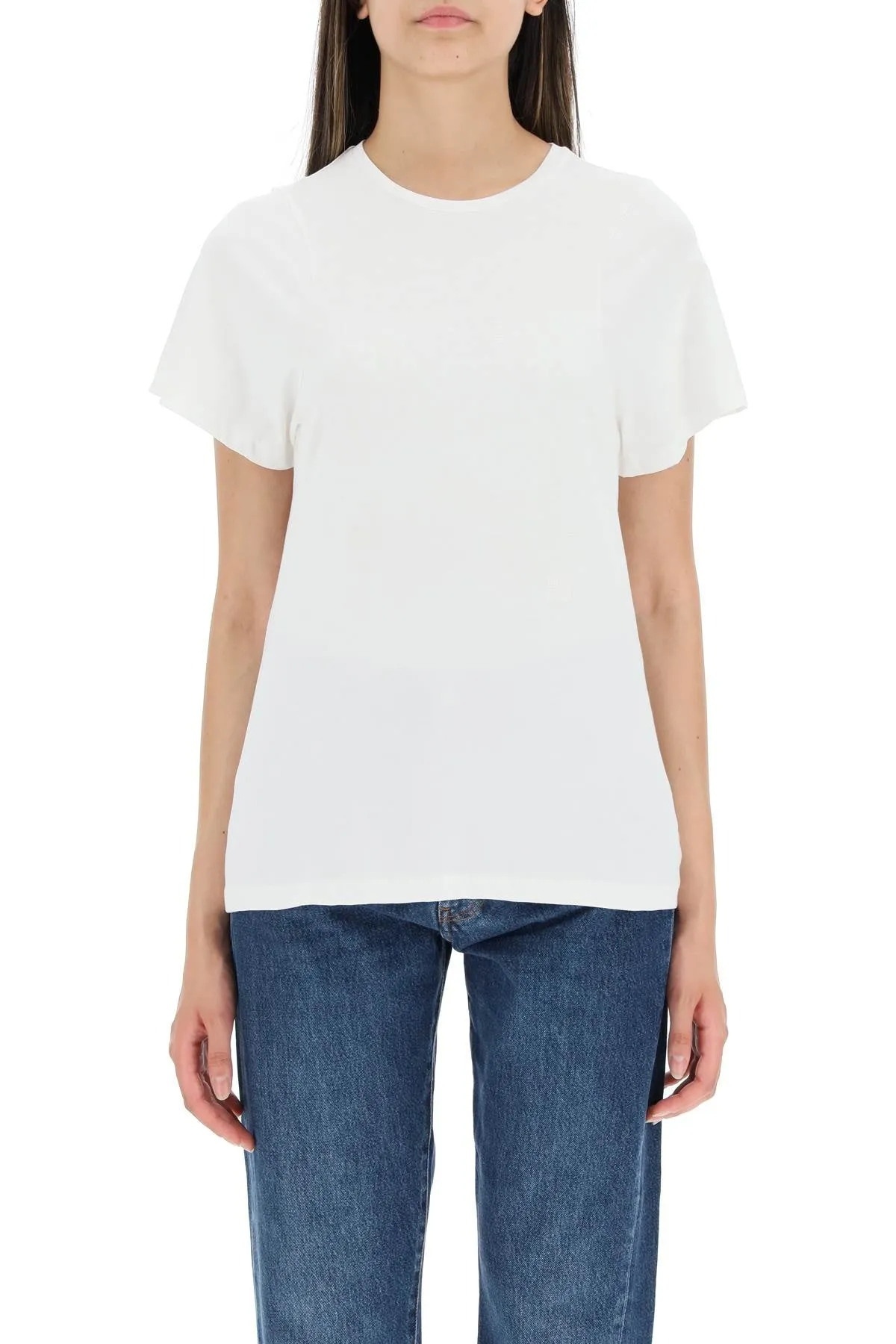 Toteme monogram-embroidered curved t-shirt