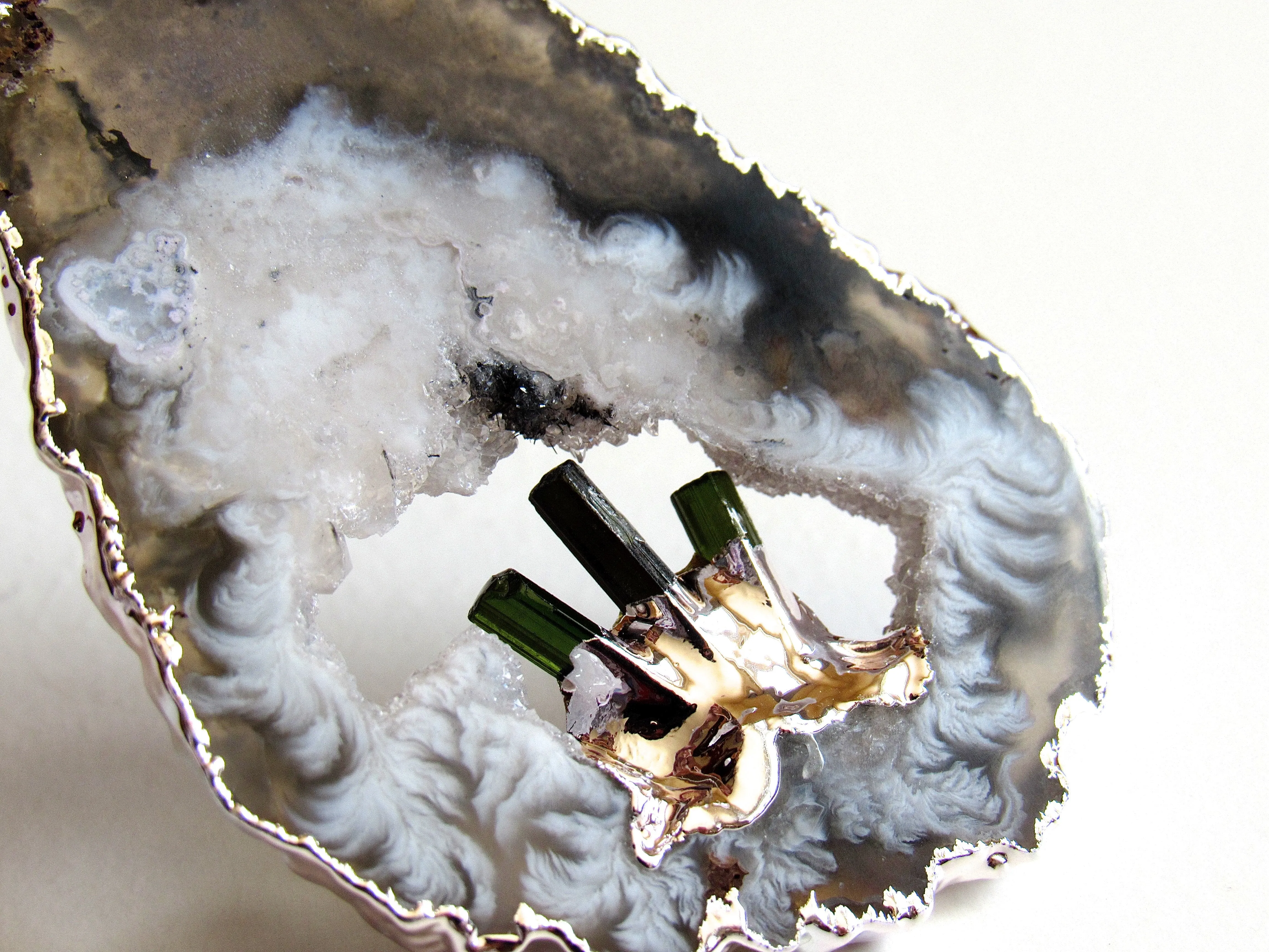 Tourmaline Geode Necklaces (Silver)