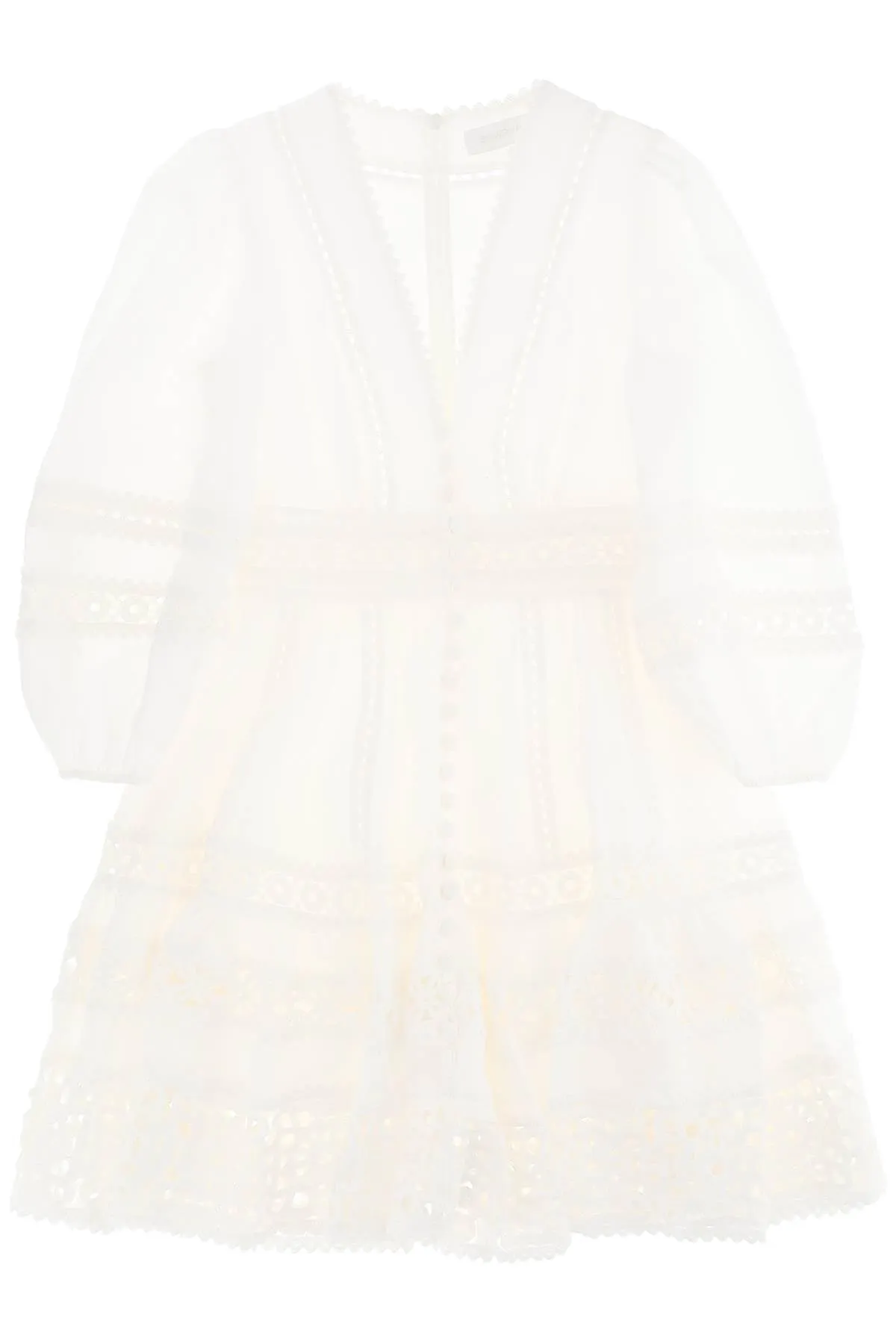 Zimmermann 'devi spliced' mini dress with crochet inserts